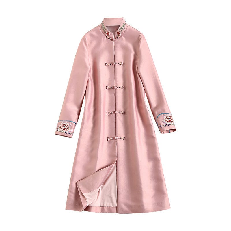 Beth and Brian Qipao-OYCP Winter collection,  pink thick Cheongsam coat