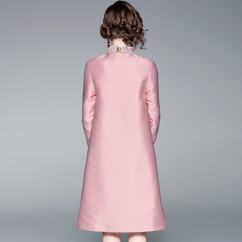 Beth and Brian Qipao-OYCP Winter collection,  pink thick Cheongsam coat