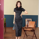 Beth and Brian Qipao - GR Rose pattern, Jacquard satin long Qipao/Cheongsam dress, retro dress