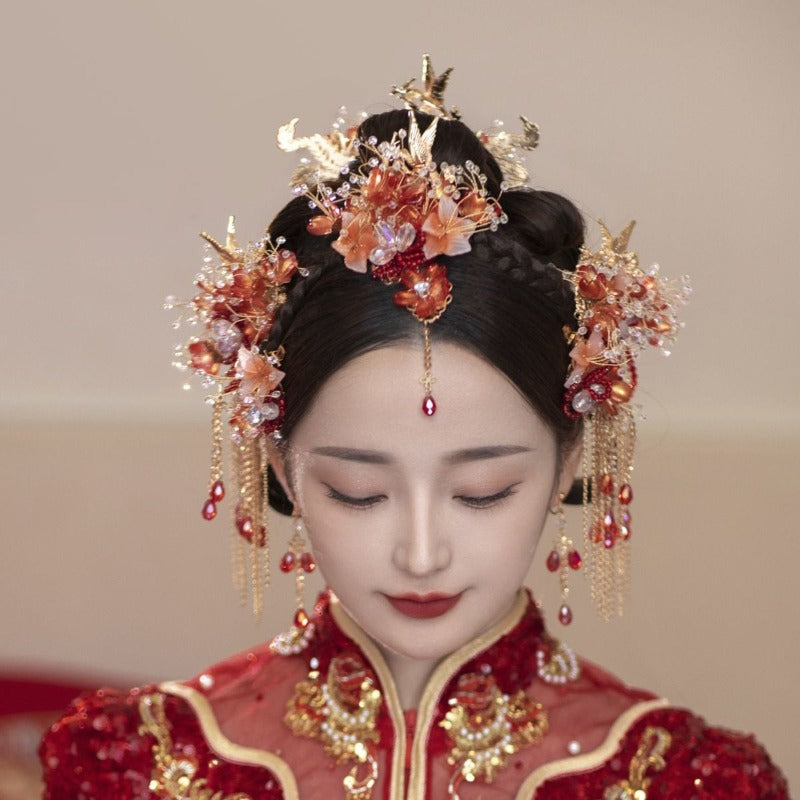 Beth and Brian Qipao-CY Traditional Chinese bridal headwear, Chinese wedding Crown, Qun Gua hair Accessories