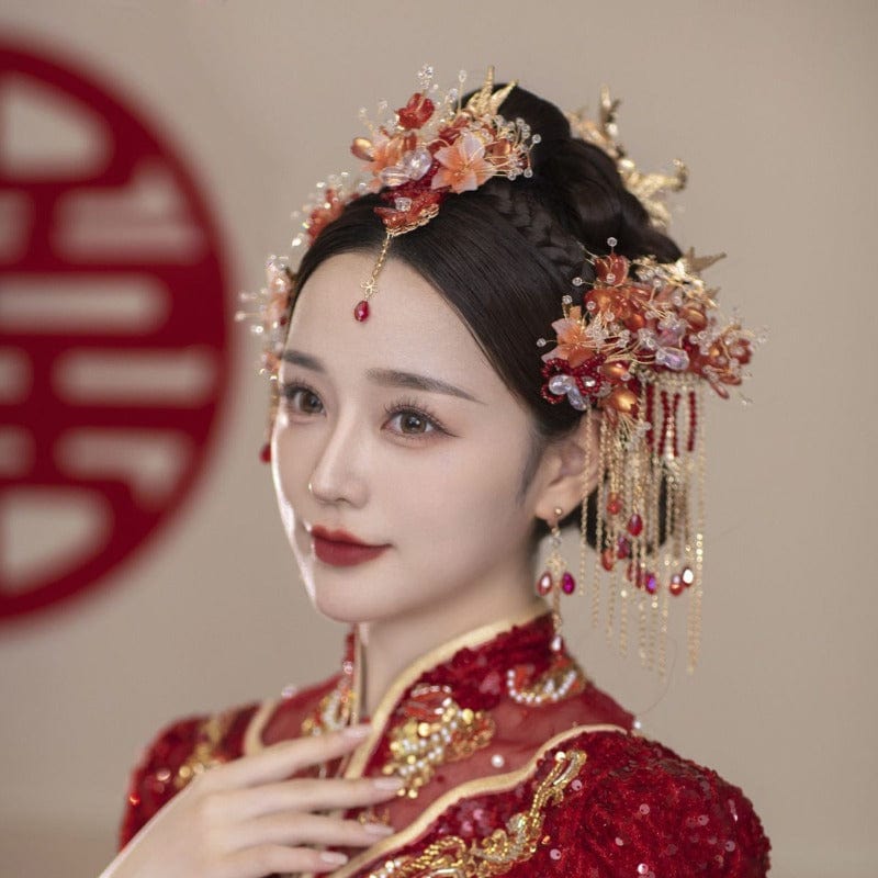 Beth and Brian Qipao-CY Traditional Chinese bridal headwear, Chinese wedding Crown, Qun Gua hair Accessories