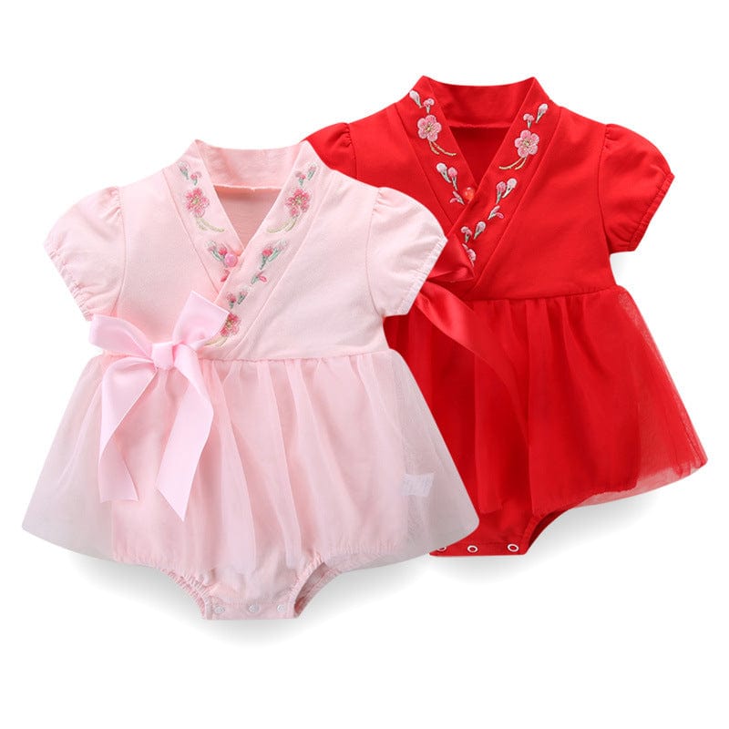 Beth and Brian Qipao-QX Chinese outfit for baby, floral pattern baby Jumpsuit