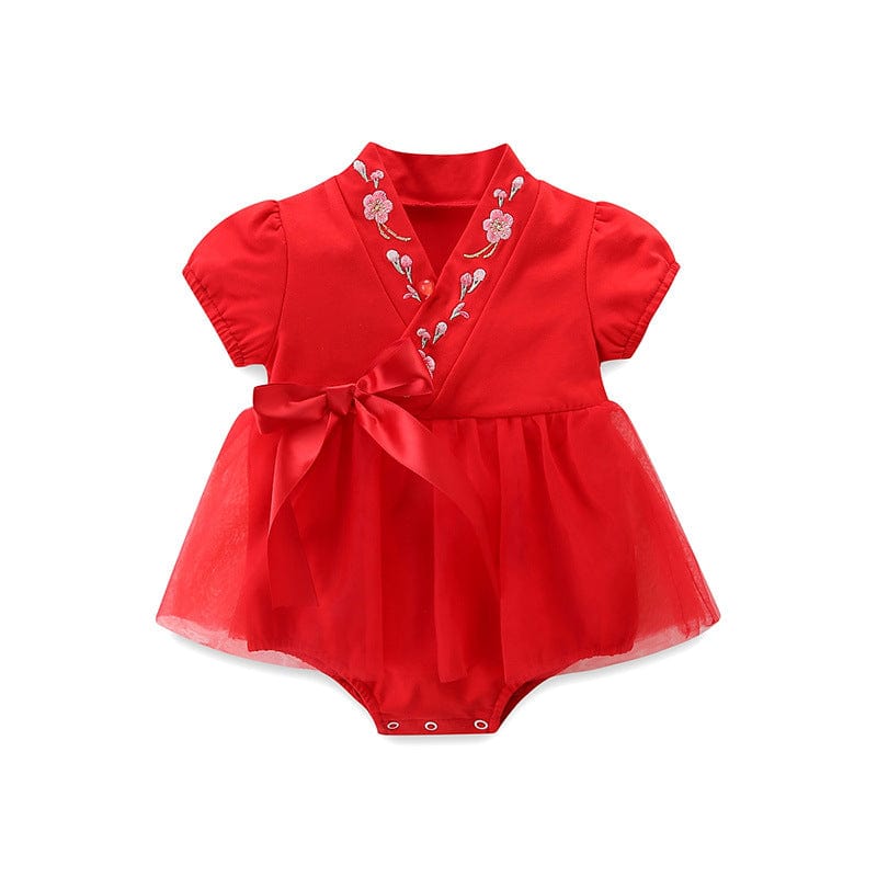 Beth and Brian Qipao-QX Chinese outfit for baby, floral pattern baby Jumpsuit