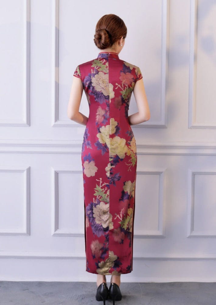 Beth and Brian Qipao-WJ Chinese retro style, floral pattern, plus size long Cheongsam