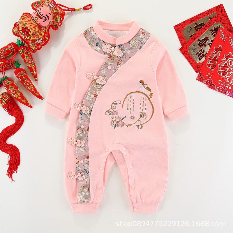 Beth and Brian Qipao-ZT Chinese outfit for baby, floral pattern baby Jumpsuit