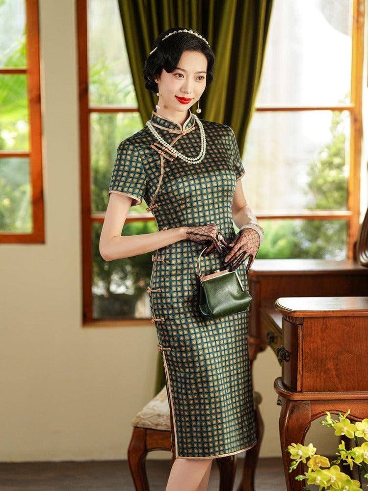 Beth and Brian Qipao-TL 19 mome mulberry silk, high-end midi Cheongsam