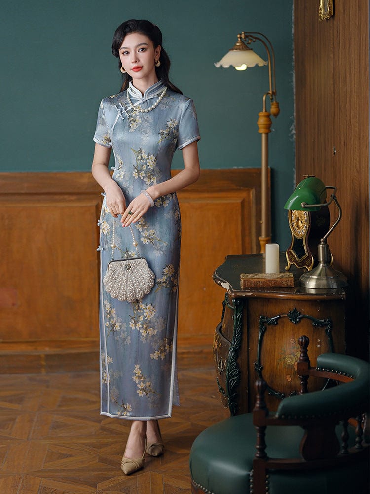 Beth and Brian Qipao-JD 19 mome mulberry silk, high-end long Cheongsam