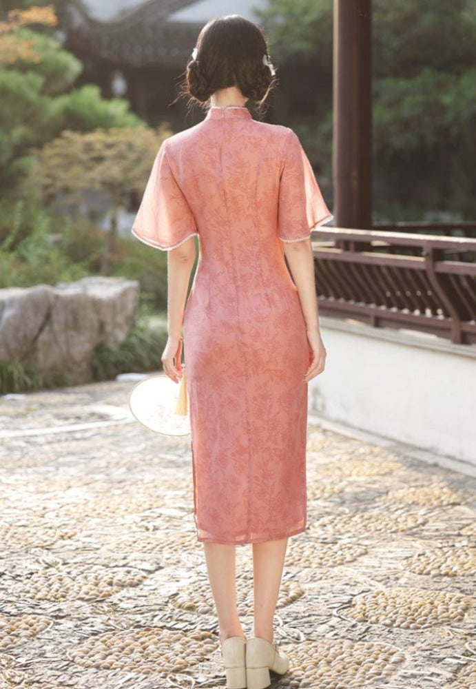Beth and Brian Qipao-YG Spring and summer collection, jacquard midi Cheongsam