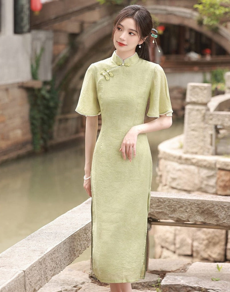 Beth and Brian Qipao-YG Spring and summer collection, jacquard midi Cheongsam