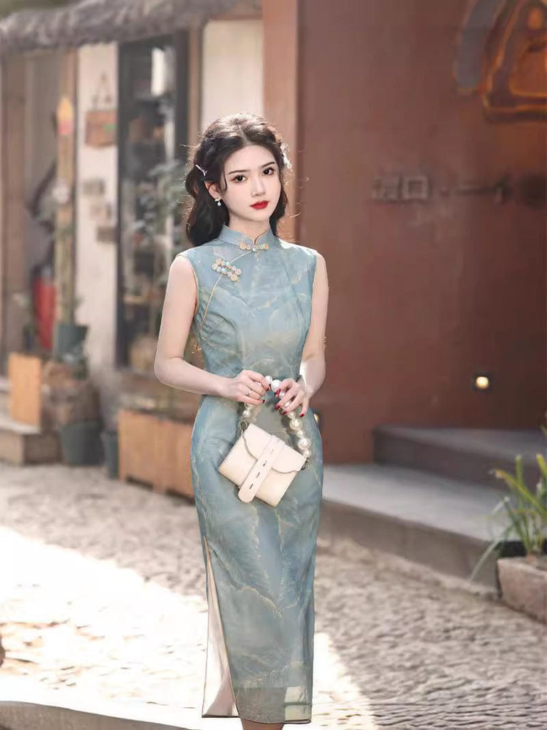 Beth and Brian Qipao - JN New Chinese style (新中式), floral pattern midi Cheongsam