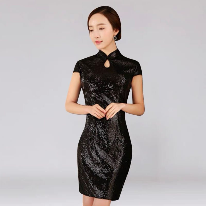 Beth and Brian Qipao-GYG Sequins Chinese prom dress, Sequins Chinese evening Qipao