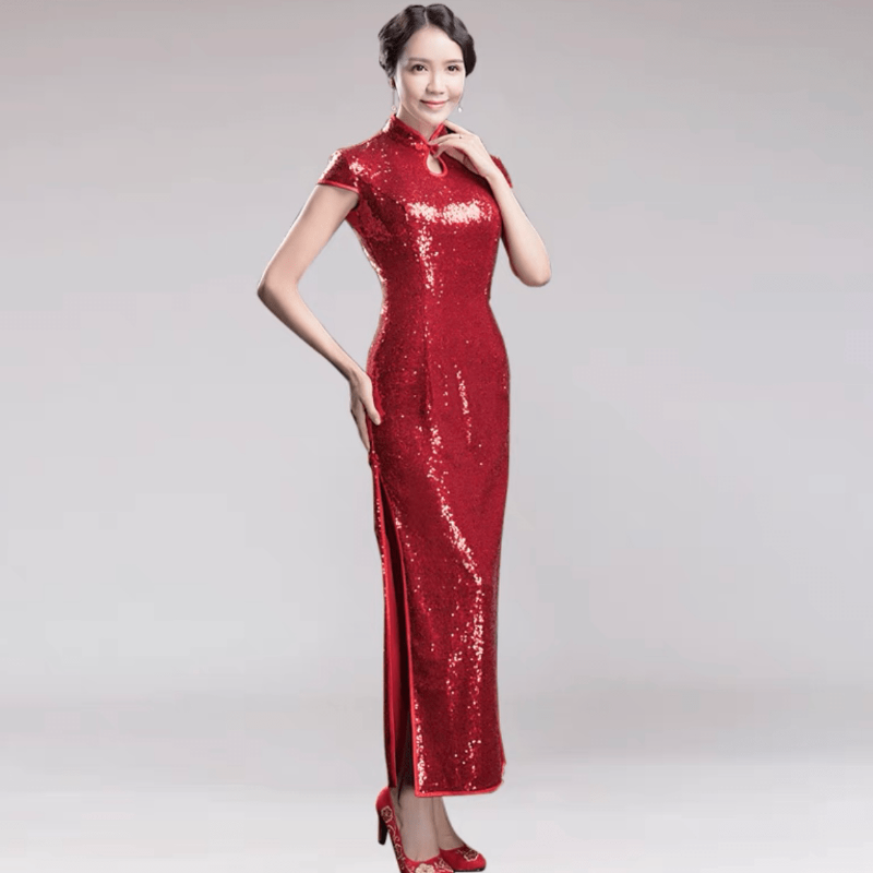 Beth and Brian Qipao-GYG Sequins Chinese prom dress, Sequins Chinese evening Cheongsam
