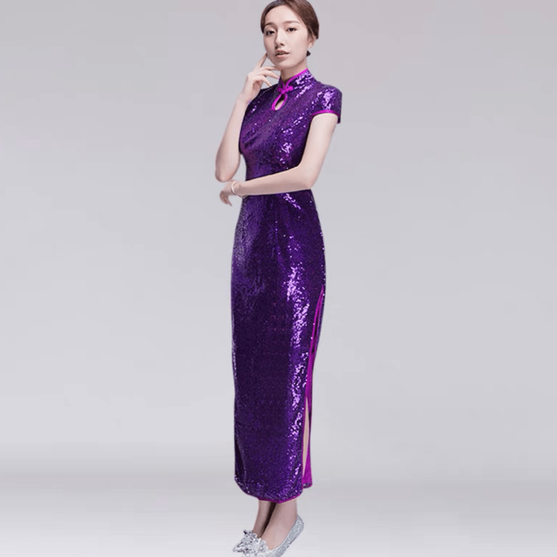 Beth and Brian Qipao-GYG Sequins Chinese prom dress, Sequins Chinese evening Cheongsam