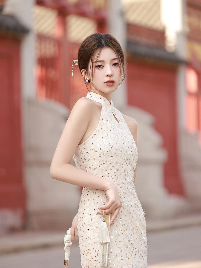 Beth and Brian Qipao-LY New Chinese tyle(新中式), sequins short Cheongsam
