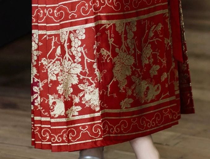 Beth and Brian Qipao-ARS Ming Dynasty, floral print, long MaMian Qun set 馬面裙