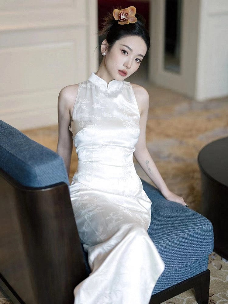 Beth and Brian Qipao-NNLL New Chinese style (新中式), Cotton blended long Qipao
