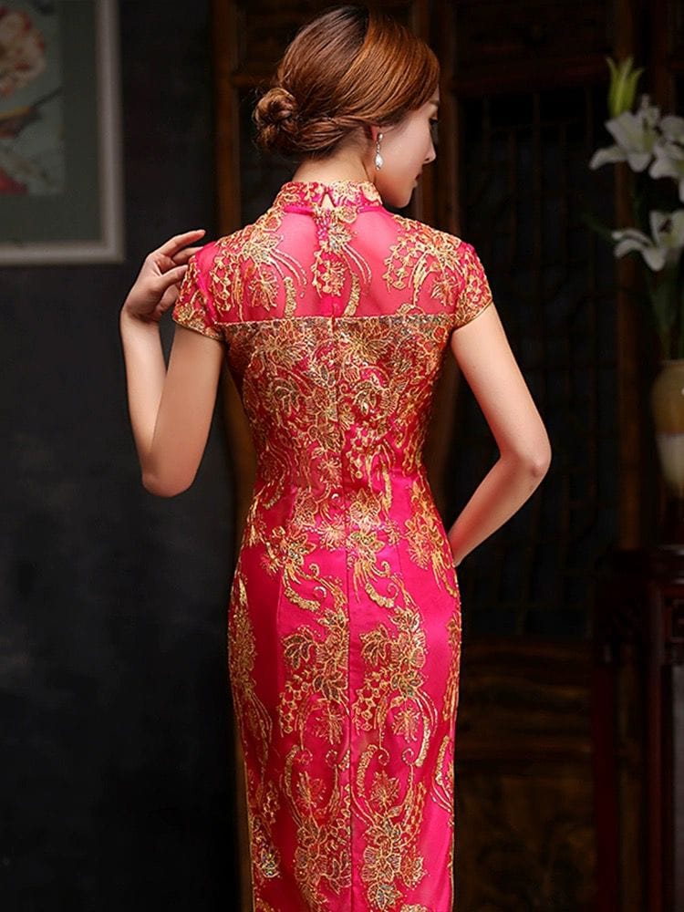 Beth and Brian Qipao-GYG Chinese Lace prom dress, midi Chinese evening Cheongsam