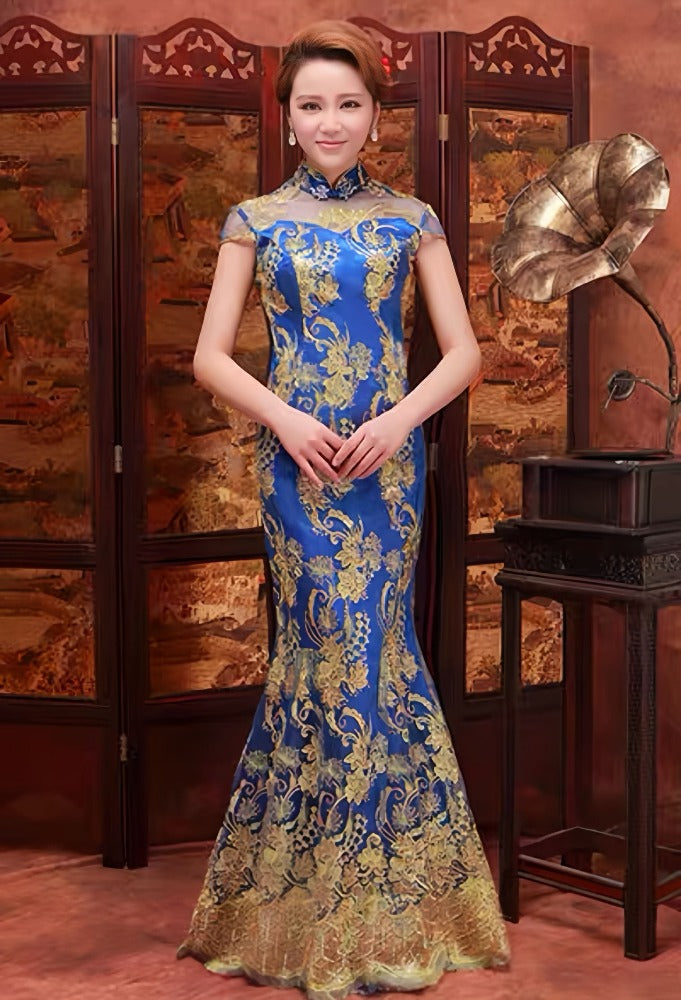 Beth and Brian Qipao-GYG Chinese Lace prom dress, Mermaid Chinese evening Cheongsam