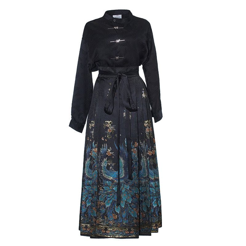 Beth and Brian Qipao-AZDL Peacock print, long MaMian Qun set 馬面裙套裝