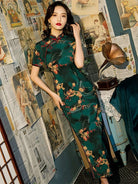 Beth and Brian Qipao - GR Floral pattern, Cambiered Guangdong gauze material, long Qipao