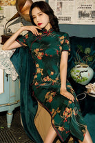 Beth and Brian Qipao - GR Floral pattern, Cambiered Guangdong gauze material, long Qipao