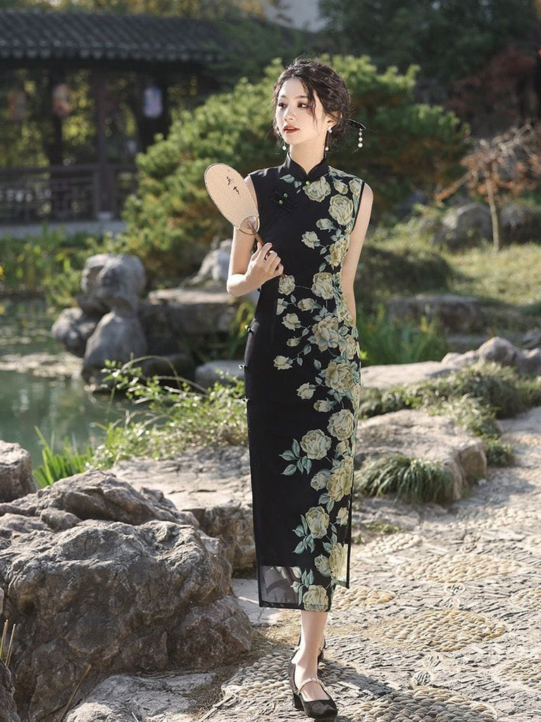 Beth and Brian Qipao-MYJ Summer colleciton, floral pattern midi Cheongsam