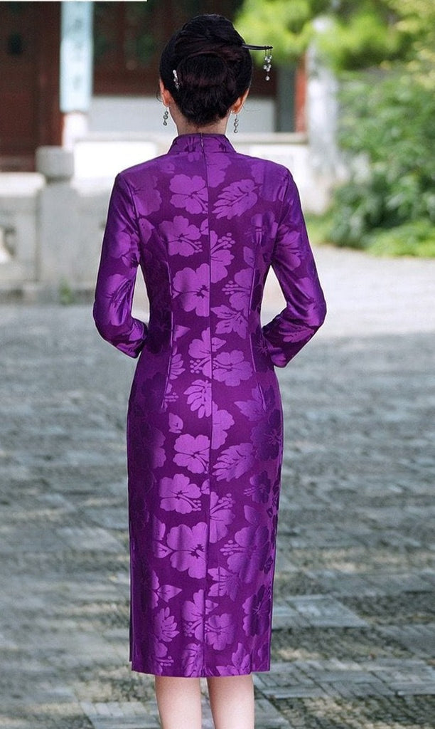 Beth and Brian Qipao-JY Floral pattern, velvet long plus size Cheongsam