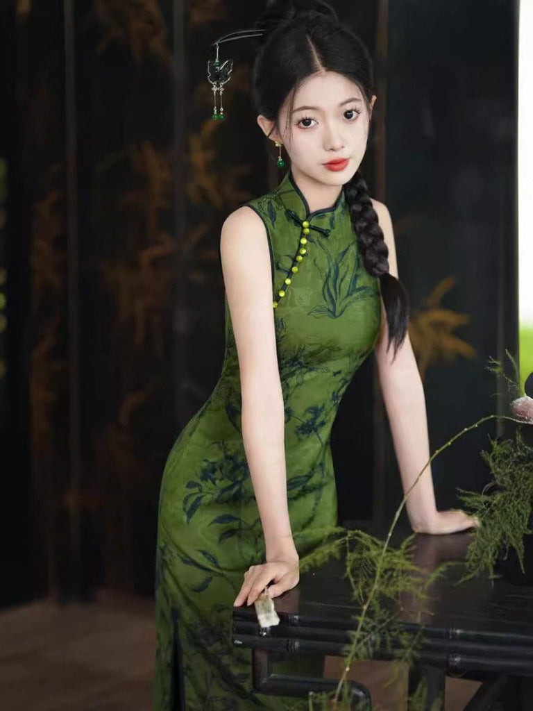 Beth and Brian Qipao-JQZ New Chinese style, floral pattern midi Cheongsam