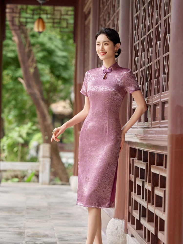 Beth and Brian Qipao-XSS Plus size, red&pink midi Cheongsam for mothers