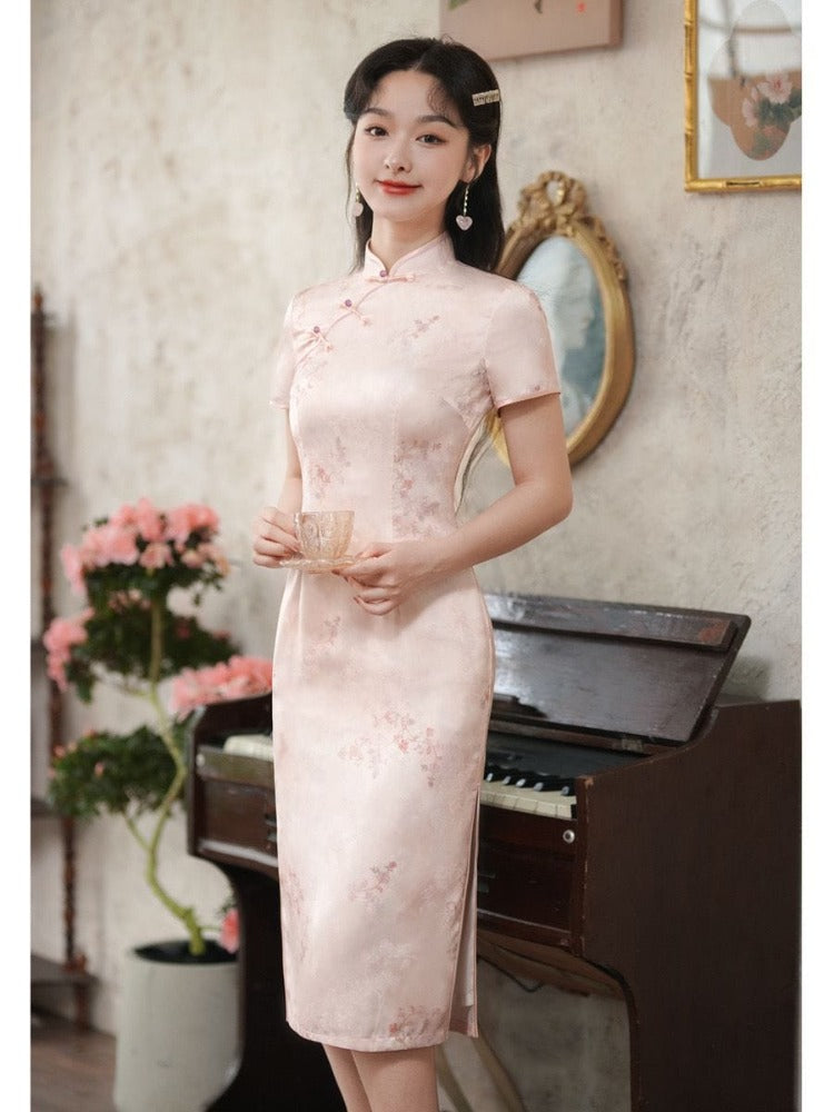 Beth and Brian Qipao-XSS Summer collection, floral pattern midi Cheongsam