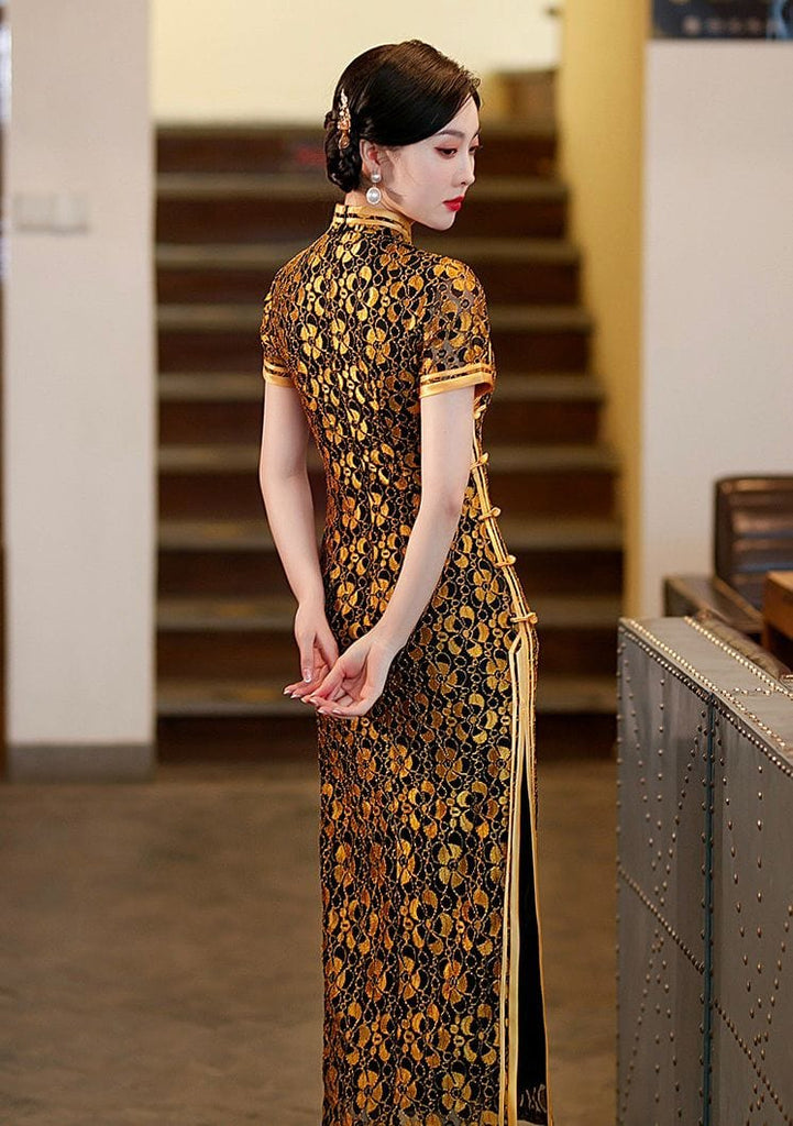 Beth and Brian Qipao-LHST Floral pattern, plus size long Cheongsam