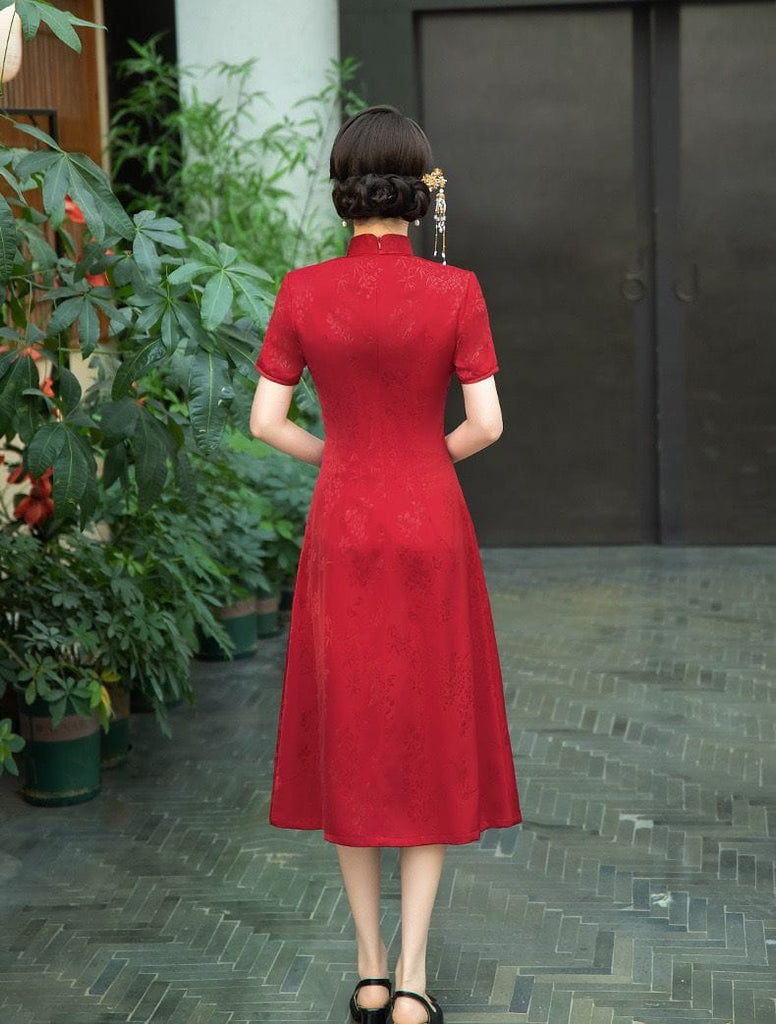Beth and Brian Qipao-LHST Floral pattern, plus size midi Cheongsam