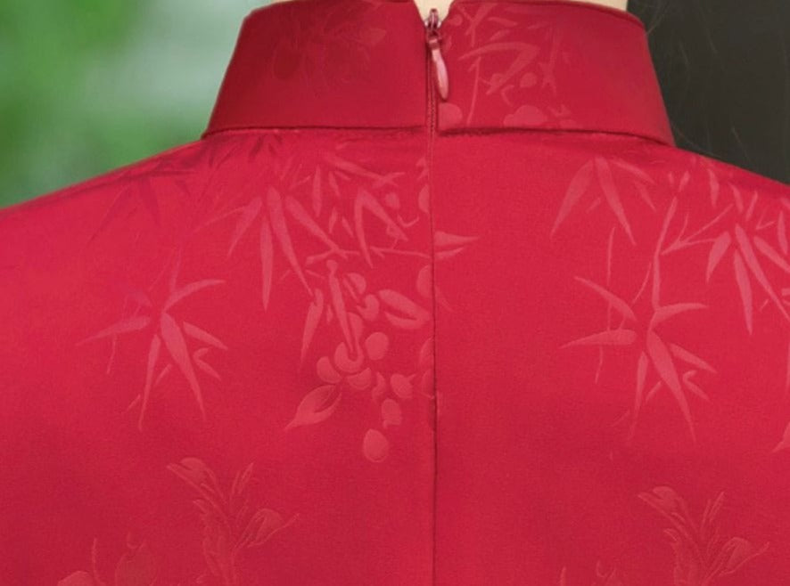 Beth and Brian Qipao-LHST Floral pattern, plus size midi Cheongsam
