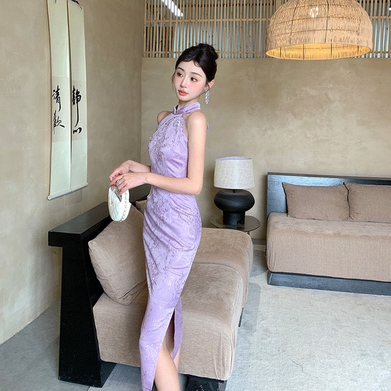 Beth and Brian Qipao-ZED New Chinese style (新中式), sleeveless long Cheongsam