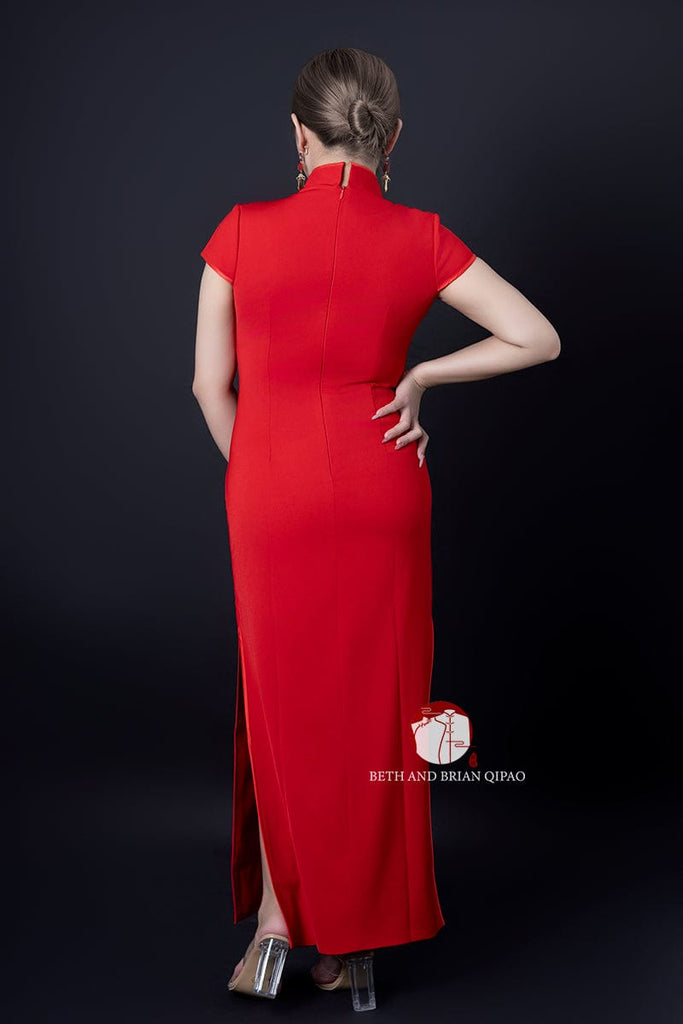 Beth and Brian Qipao - YB Exclusive designer collection, gold peacock long Qipao