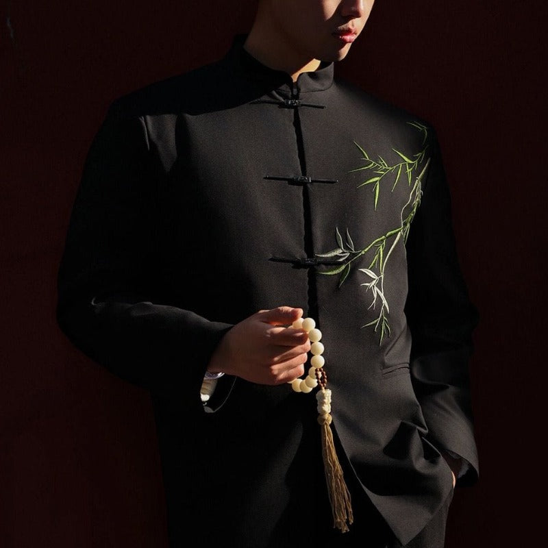 Beth and Brian Qipao-ESS Bamboo leaf embroidery, Chinese Tang Suit Jacket