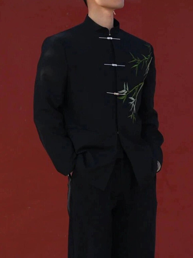 Beth and Brian Qipao-ESS Bamboo leaf embroidery, Chinese Tang Suit Jacket