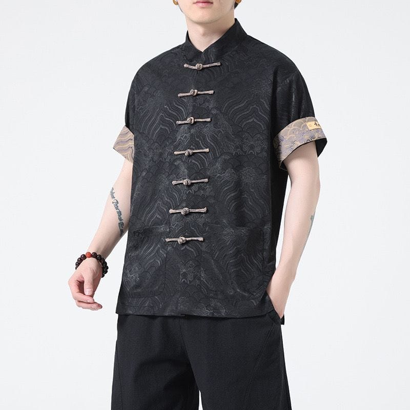 Beth and Brian Qipao-ZP Summer collection, Silk satin fabric, Chinese Tang Suit Shirt