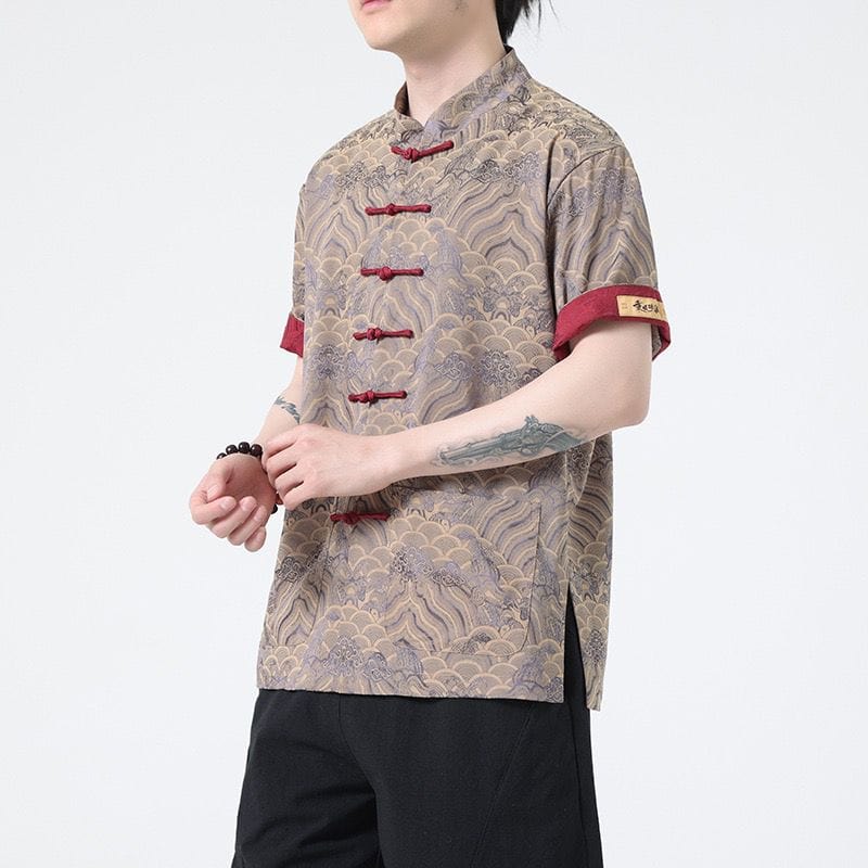 Beth and Brian Qipao-ZP Summer collection, Silk satin fabric, Chinese Tang Suit Shirt