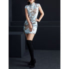 Beth and Brian Qipao - FL Chinese modern style, high end rose jacquard short Cheongsam