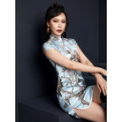 Beth and Brian Qipao - FL Chinese modern style, high end rose jacquard short Cheongsam
