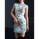 Beth and Brian Qipao - FL Chinese modern style, high end rose jacquard short Cheongsam