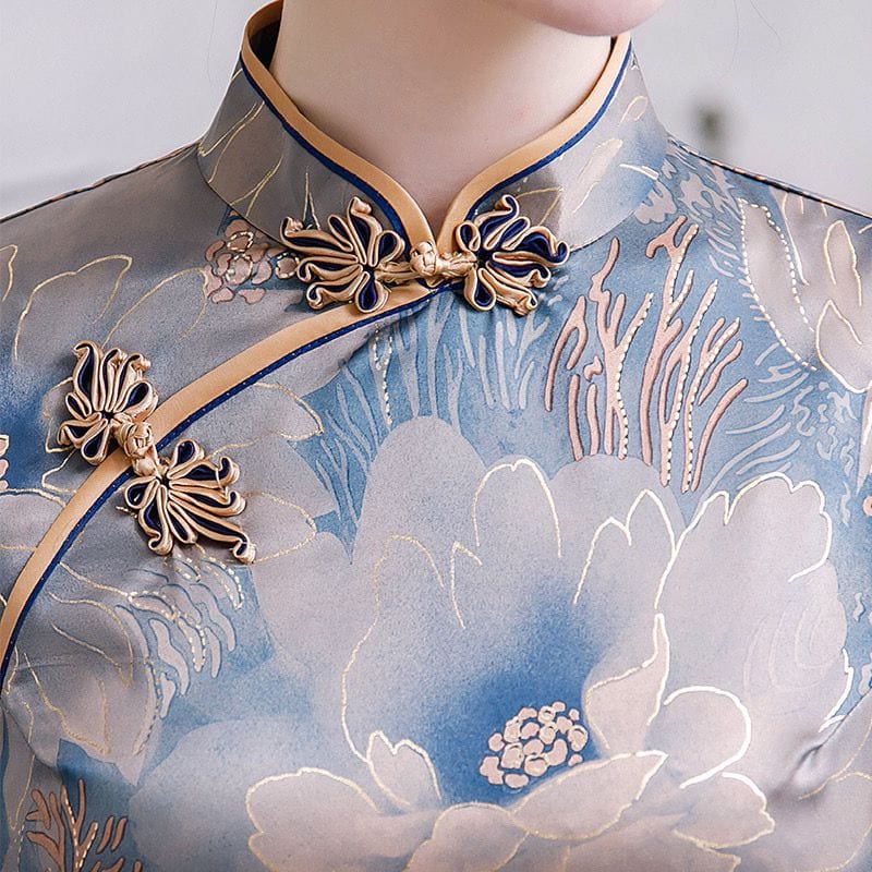 Beth and Brian Qipao - YG Floral pattern, silk long Cheongsam