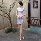 Beth and Brian Qipao - JXGZ Plus size plum blossom, brocade fabric short Cheongsam