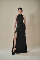 Beth and Brian Qipao-Exclusivedesigner Exclusive designer collection,  sleeveless satin floor length Qipao