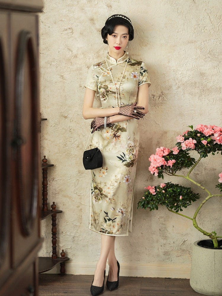 Beth and Brian Qipao-JD 19 mome mulberry silk, high-end midi Cheongsam