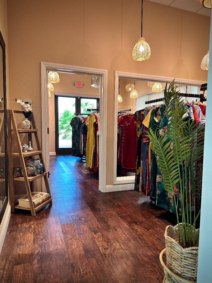 Beth and Brian Qipao In store purchasing