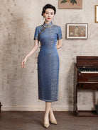 Beth and Brian Qipao -TL Mulberry silk and Jacquard, high end long Cheongsam