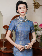 Beth and Brian Qipao -TL Mulberry silk and Jacquard, high end long Cheongsam