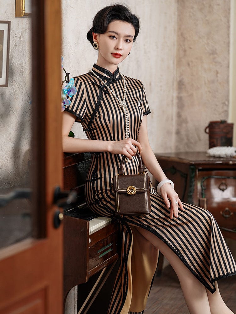 Beth and Brian Qipao-JD Old Shanghai style, 19 mome mulberry silk, high-end long Cheongsam